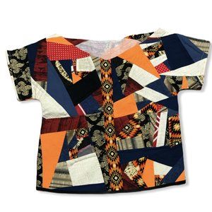 1 of a Kind Patchwork Shirt-Wearable Art-Sz XS